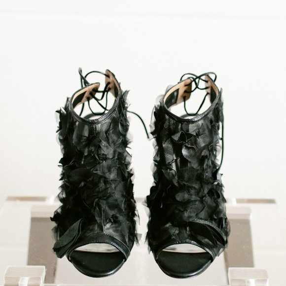 Badgley Mischka Desire Open-Toe Bootie 7 Black - Picture 11 of 14